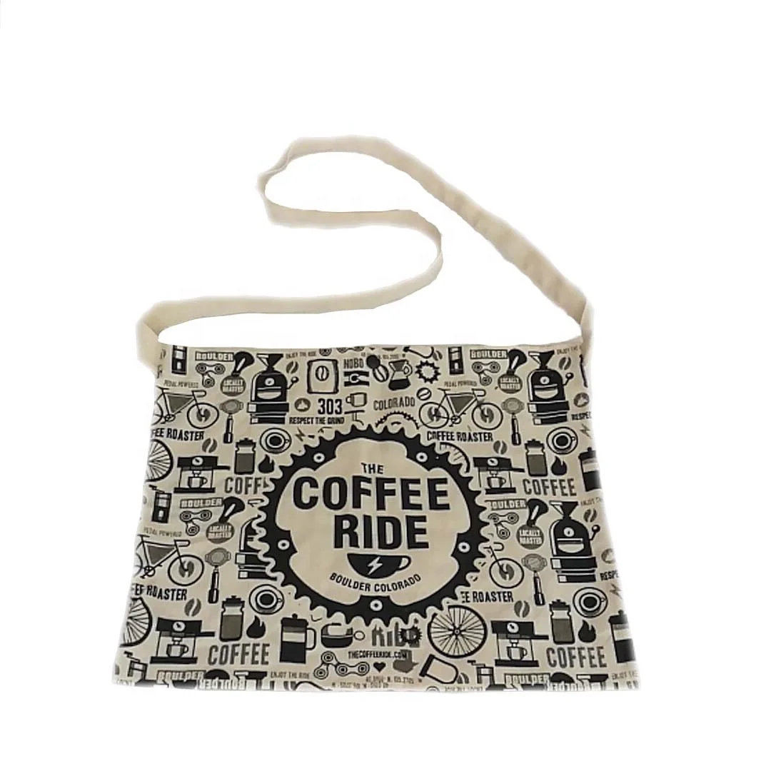 Nature White Hot Selling Full Printing Custom Cycling Musette Bag Food Bag Cycle Musette Bags With Button Closure & Adjust Strap