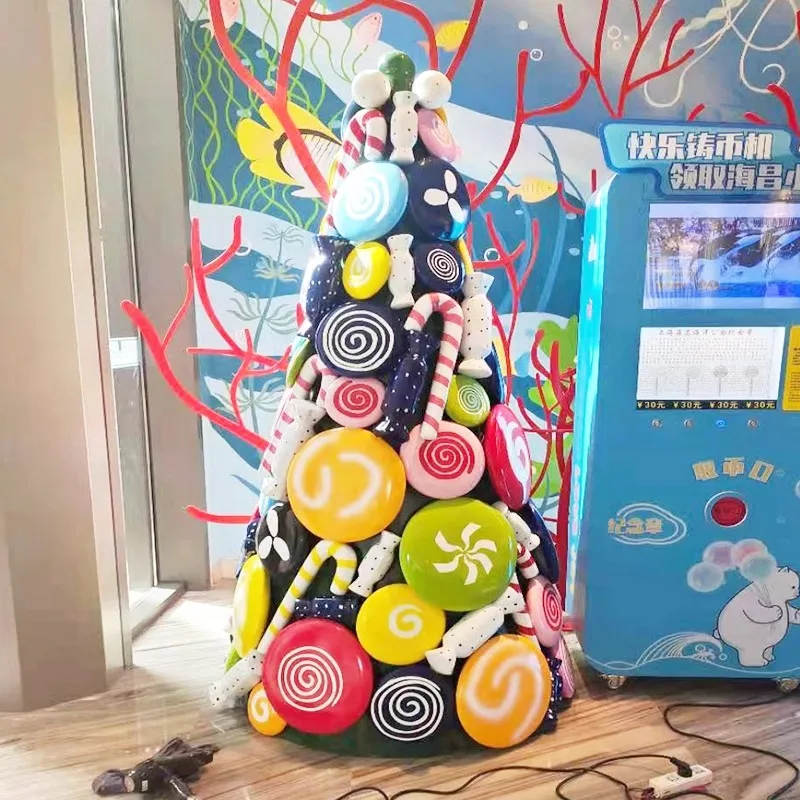 life size christmas candy tree decoration fiberglass resin sculpture lollipop Cane Craft Shopping mall decoration statue