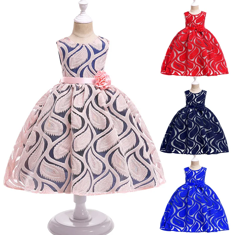  2021 summer red sleeveless kids frock designs girl clothing wholesale party