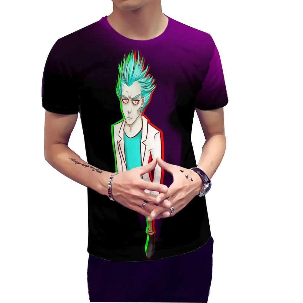 
wholesale custom printing o-neck t-shirt oversized comic 3D print Anime tshirt for men 