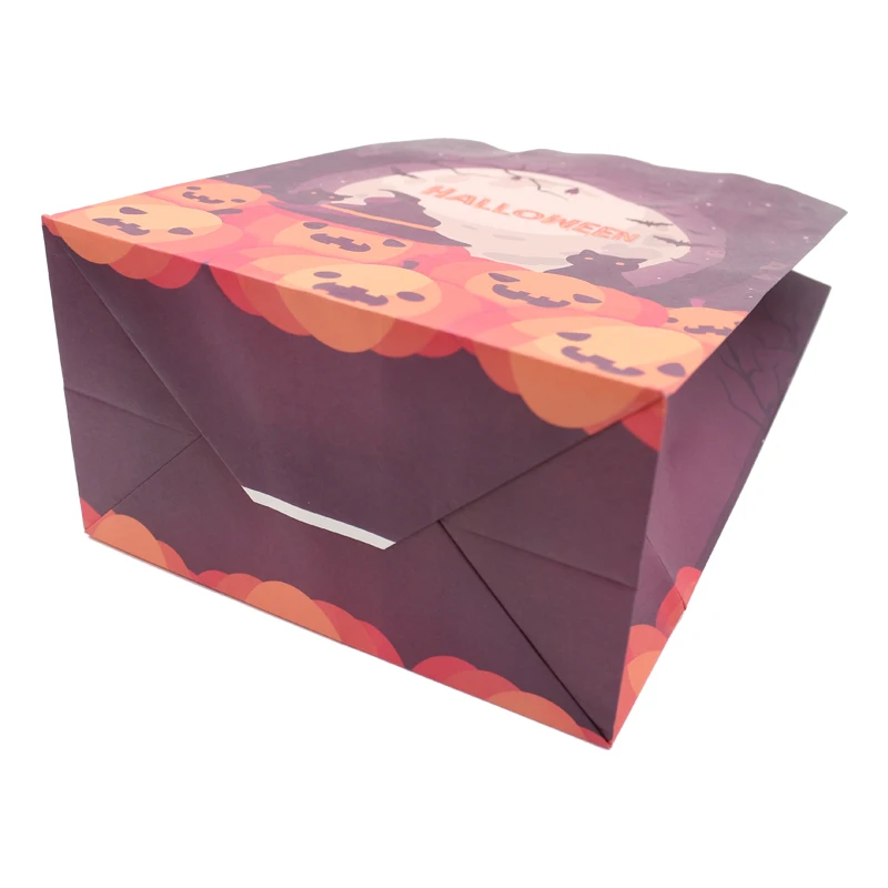 Top quality 6 color flexo printing white kraft paperbag with flat handle