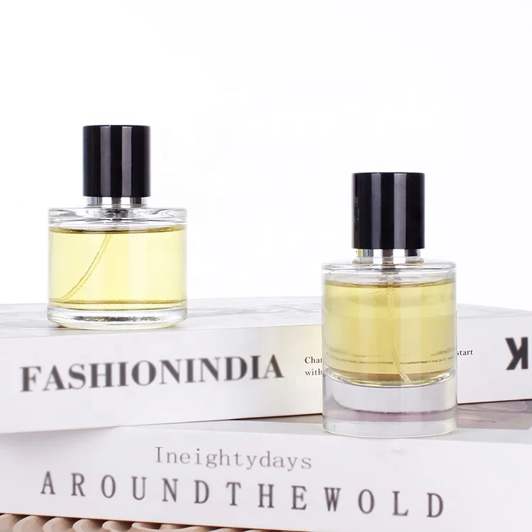 Custom stock round spray bottle 50ml perfume glass bottle with magnetic cap