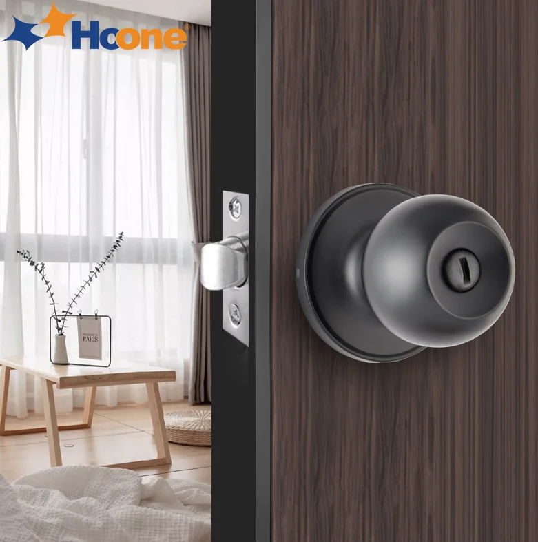 Hoone Stainless Steel Privacy Bathroom Bedroom Interior Doorknobs Round Keyed Entry Door Tubular Knob Cylindrical Door Lock
