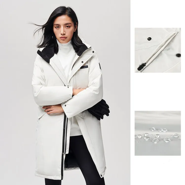 OEM custom logo Eco-friendly  90/10 white down puffer jacket women winter outdoor casual long parkas