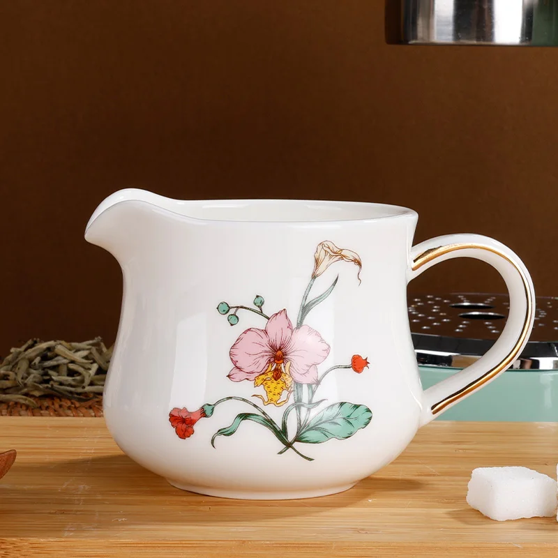 YST Ceramics Modern Style Luxury Cafe Mug Milk Cup High Quality Ceramic Handle Polished Flowered Design Business Gifts Water Tea