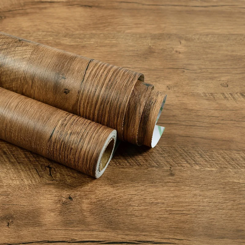 Self-Adhesive PVC Vinyl Wood Grain Decorative Film Texture Laminate Kitchen Cabinet Wrap Wallpaper Wall Paper Furniture Wall
