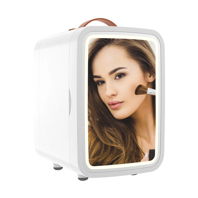 Mini Refrigerator 8L LED Light Thermoelectric Cooler Personal Beauty Fridge With Mirrored Door
