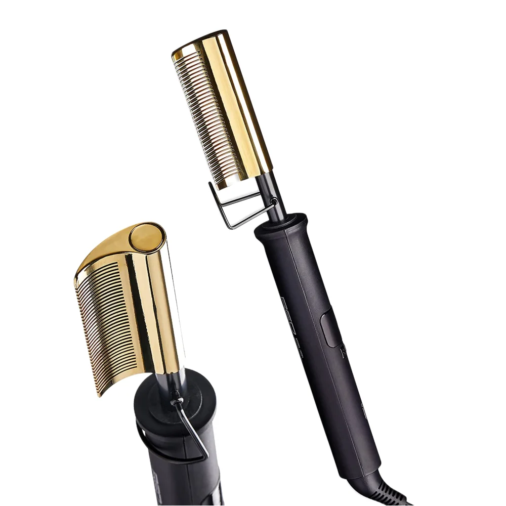 Wholesale Private Label Electric Ceramic Heat Pressing comb Hair Straightener Custom Logo 500 Degrees Hot Comb