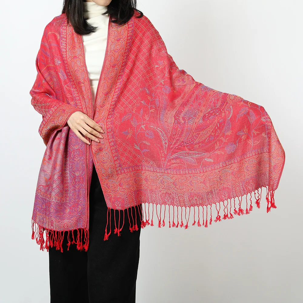 New national style red shawl women travel holiday photo scarf warm cloak