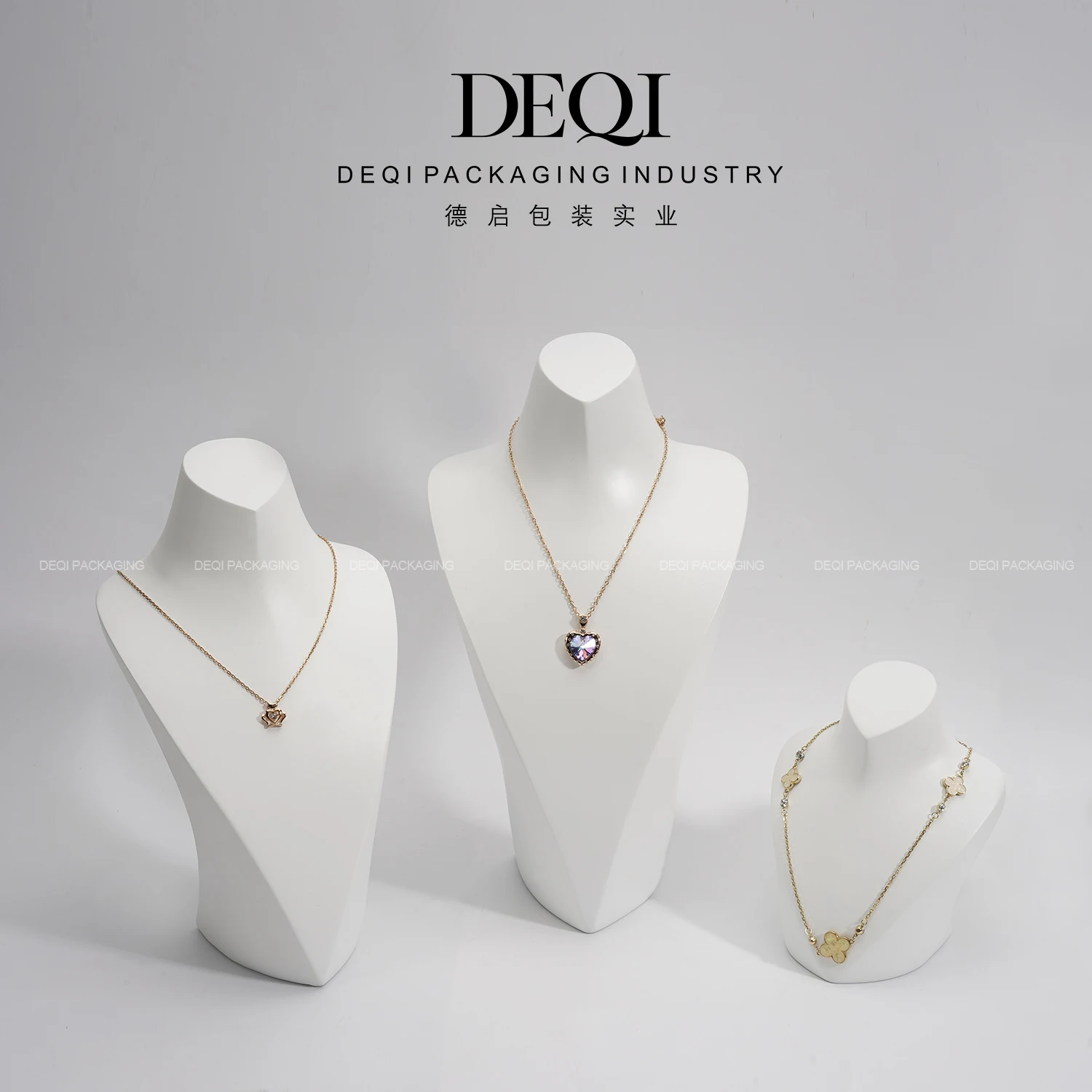 White jewelry display stand and bust packaging sets for customized portrait luxury modern logo showcase necklace ring earring