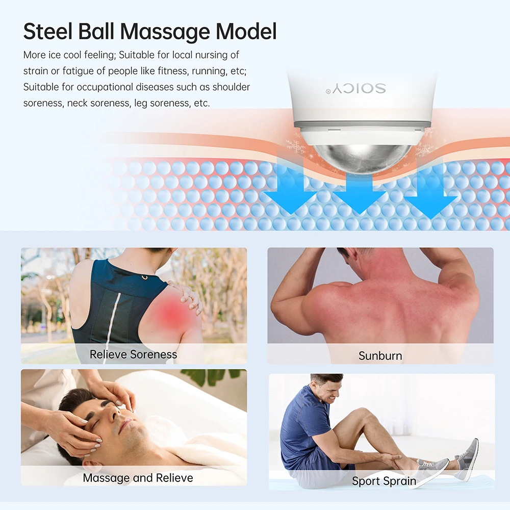 New Arrival Dermaroller Ice Roller SOICY S50 360 Degree Rotate Skin Care Face Roller Stainless Ball Body Massage Roller