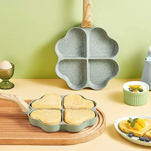 Four Leaf Clover Frying Pot Pan Heart- Shaped Hole Non-stick Cooking Frying Pan