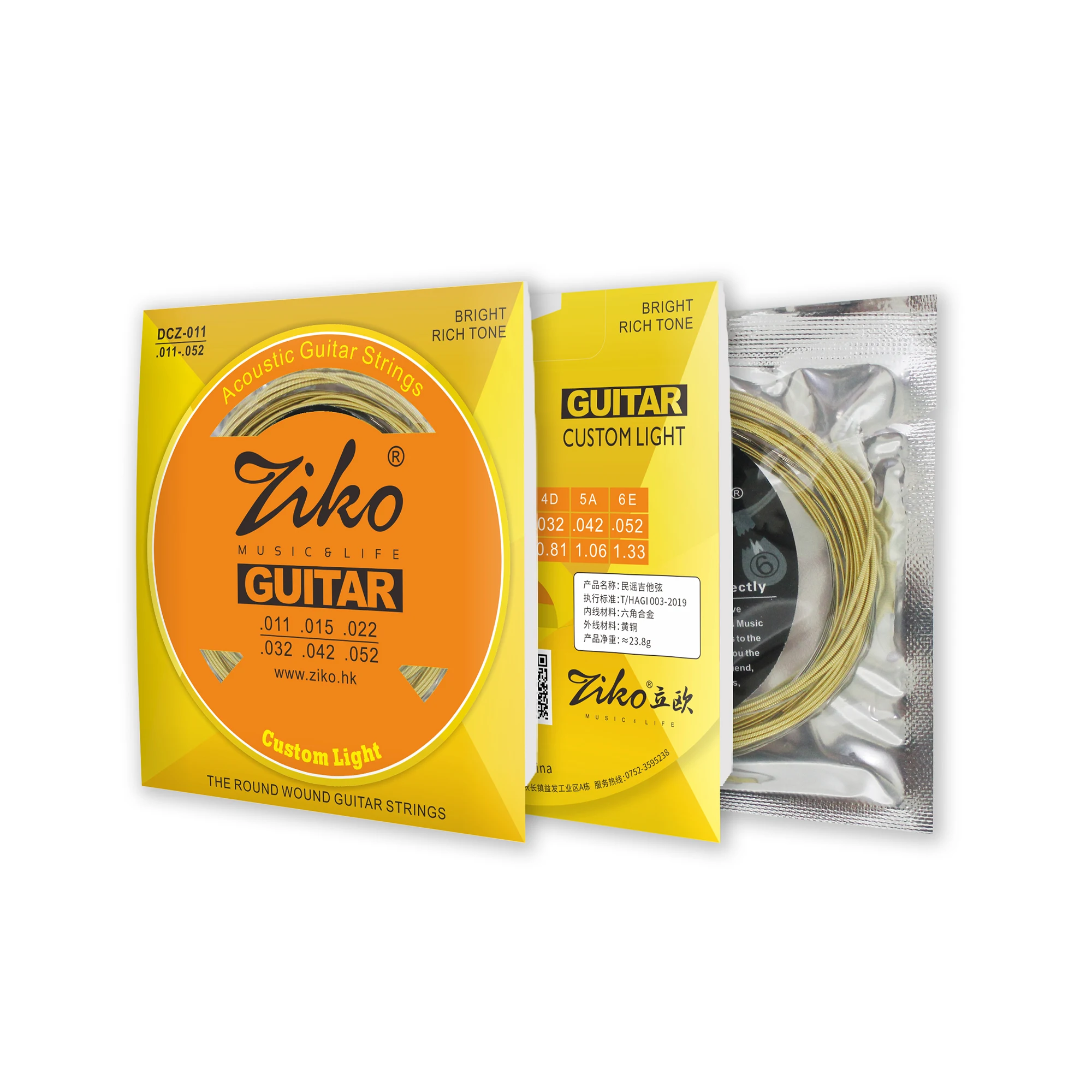 Ziko DCZ-011 высокоуглеродистая стальная внутренняя проволока из шестиугольного сплава латунный наружный провод Струны для акустической гитары Набор струн