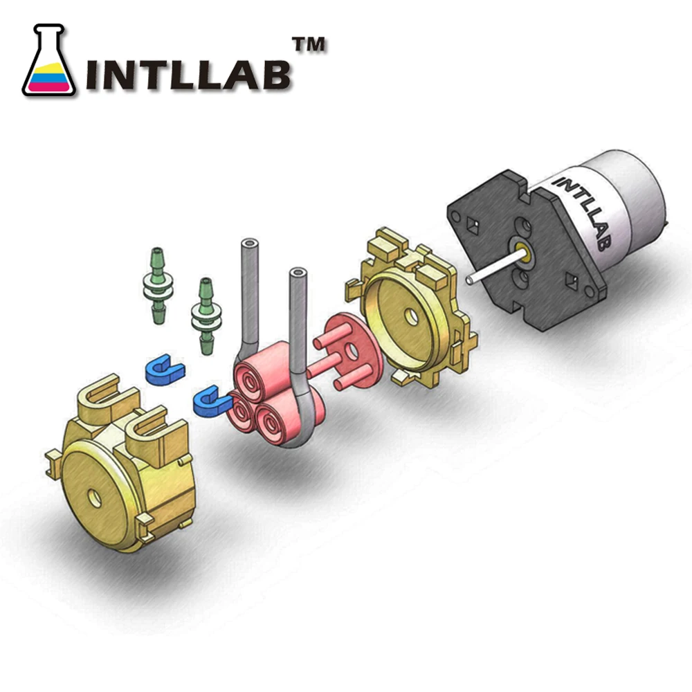 INTLLAB 12V DC pumps DIY Peristaltic Liquid Pump Dosing Pump 2~17ml/min for Aquarium Water Lab Analytical