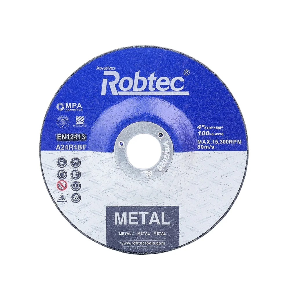 ROBTEC Professional 4 inch 100*6.4*16mm Black Abrasive Resin Grinding Wheel  For Metal