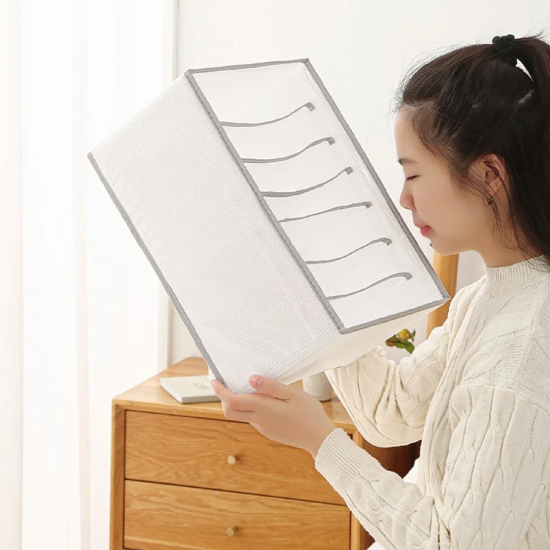 New Foldable Clothes Storage Box Wardrobe Clothing Organizing Box Drawer Jeans Storage Box 6/7grid