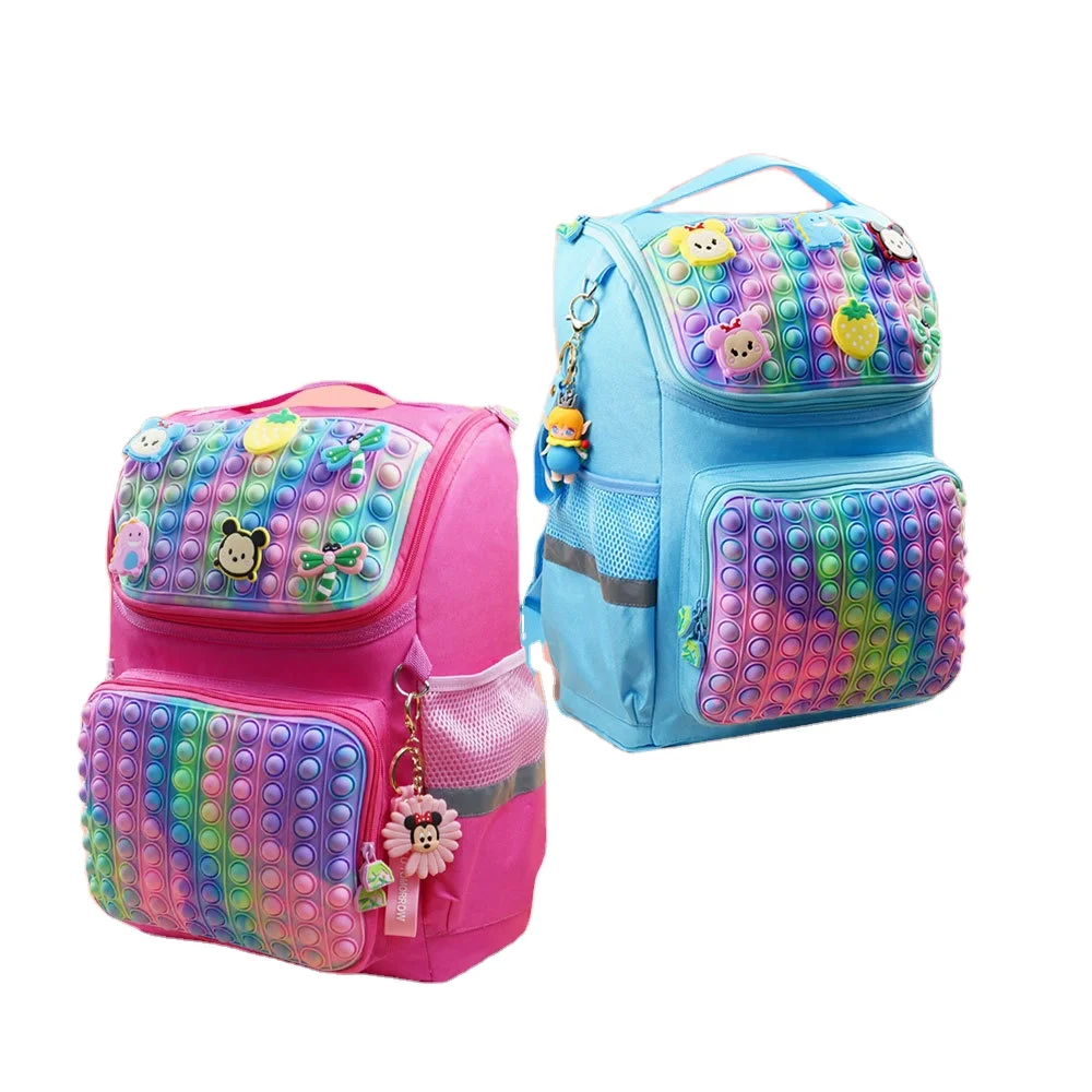 Large Capacity Travel Back Push Fidget Toy Bubble Pop Bags Purse School Bookbag Pop Itting Backpack for Kids