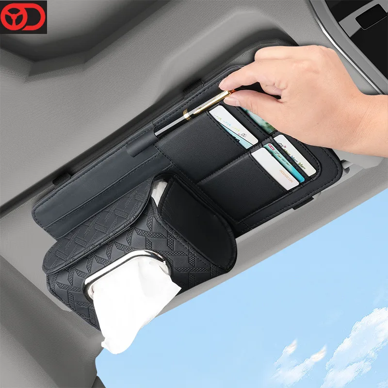 Car Sun Visor Clip And Interior Accessories Car Sun Visor Storage Pouch Holder With Multi-pocket Car Sun Visor Organizer