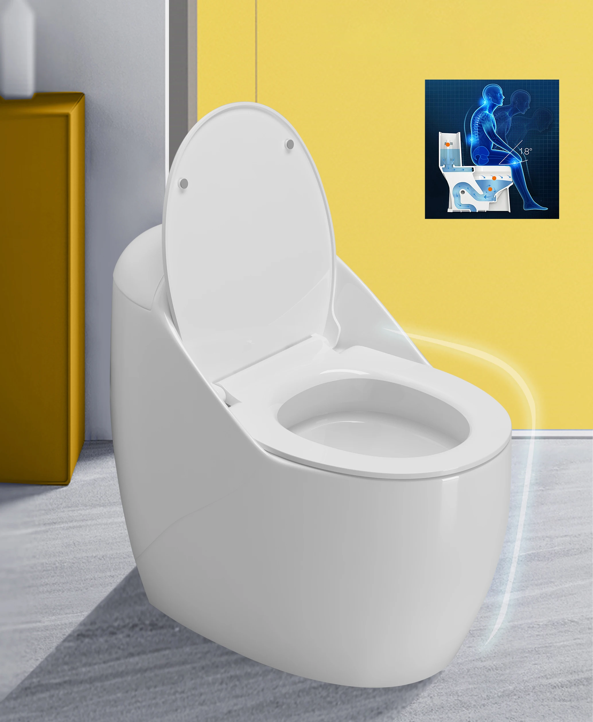 Custom cheap splashproof water new design colourful bathroom floor mounted toilet bowl siphonic ceramic one piece toilet commode
