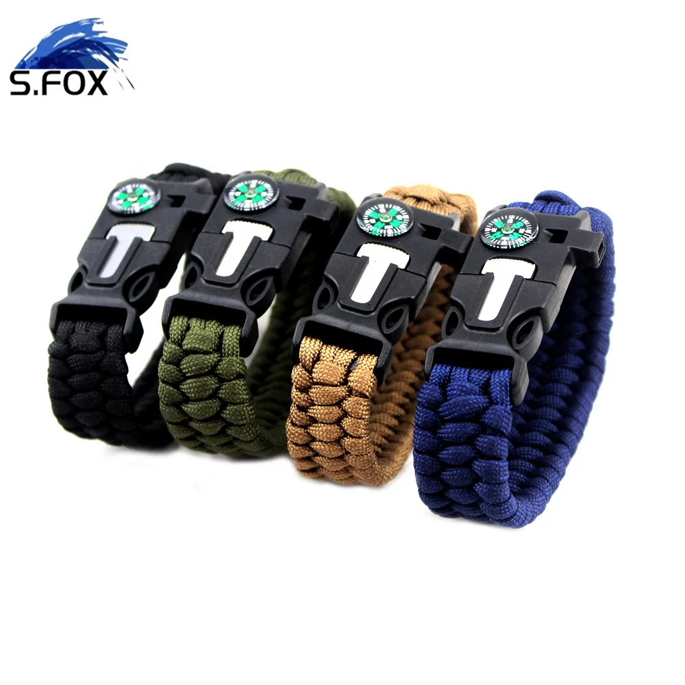 Outdoor Camping 5 in 1 Military Braided Adjustable Survival Paracord Bracelet With Knife