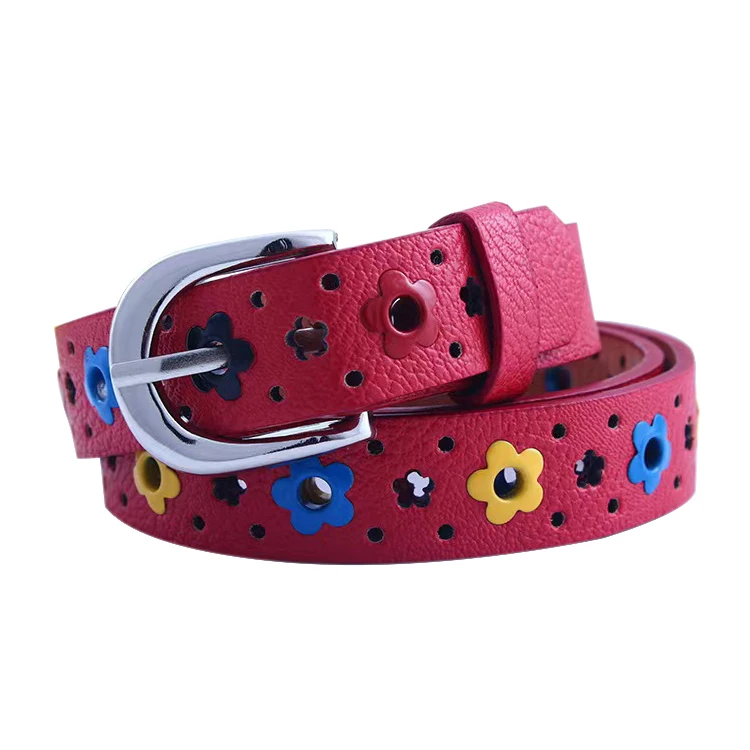 new style flower decoration children fashion metal buckle stocks kids designers belts for girls children