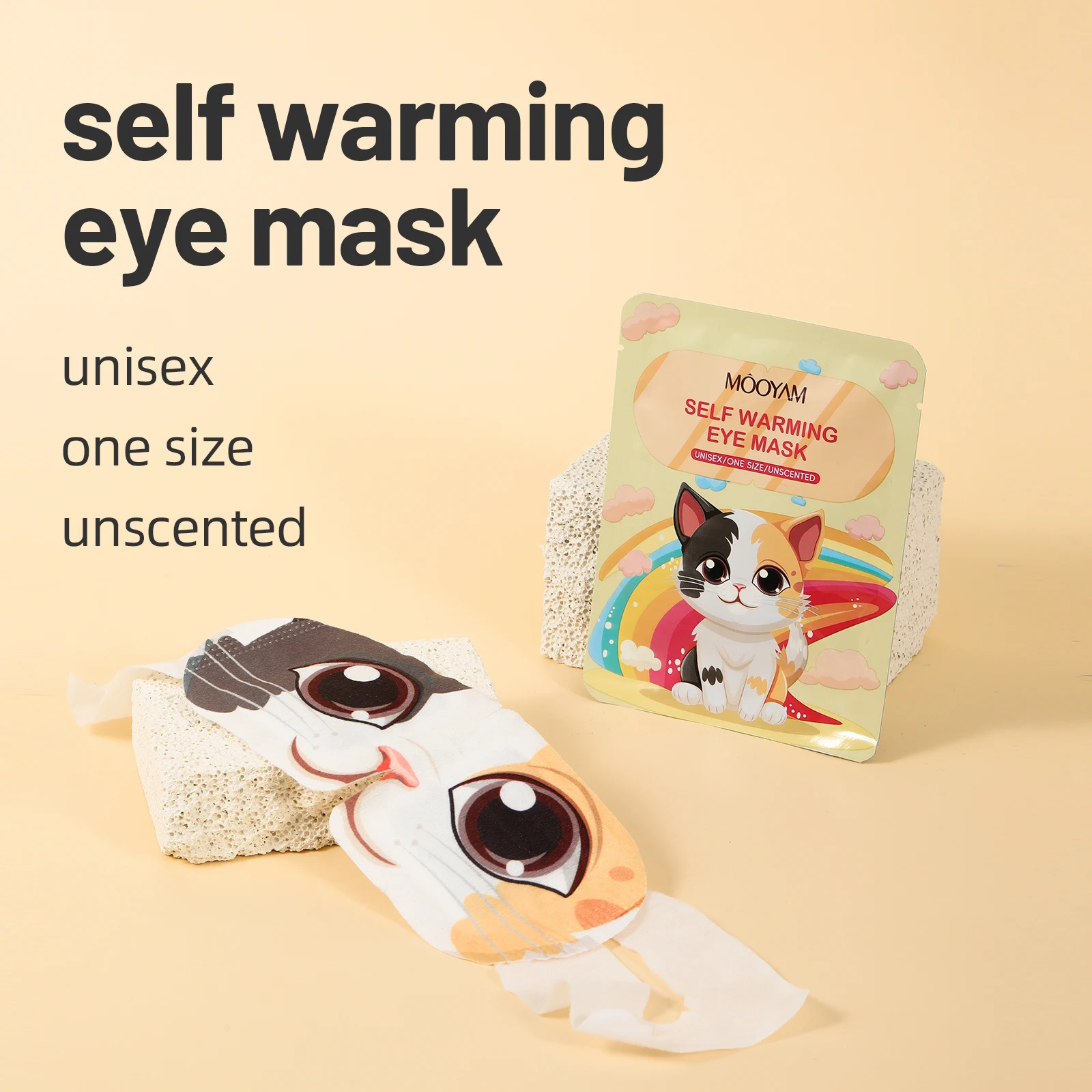 Private Label MOOYAM Promote Eye Blood Circulation Relieve Eye Fatigue Relax Skin and Help Sleep Cat Self Warming Eye Mask