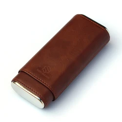 newest cigars portable leather classic brown pocket  leather cigar holder case with logo