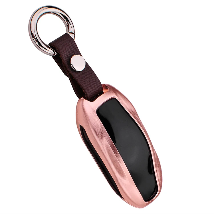 Premium Aluminum Metal Remote Key Case Car Key Case Shell Cover With Key Chain For Tesla Model S