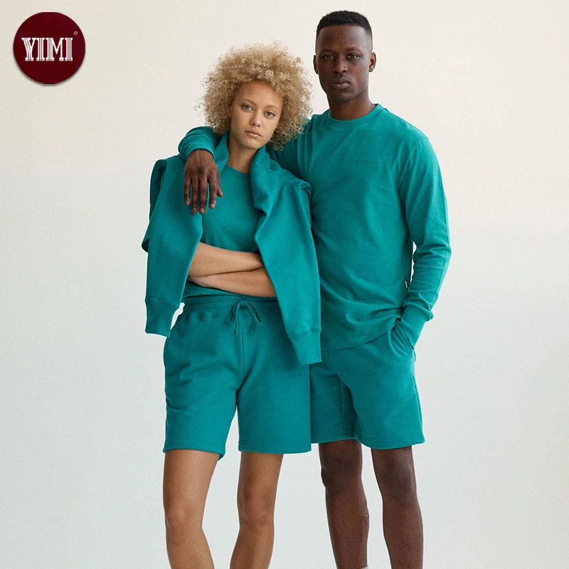 Custom Crewneck Cotton Sweatshirt And Shorts Set Fleece Tracksuit Men Womens Unisex Sweatsuits