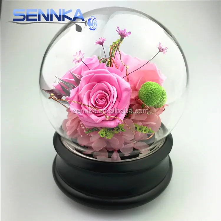Luxury Shinning LED Preserved Rose Bluetooth MP3 Music Loudspeaker Box Eternal Rose Voice Box