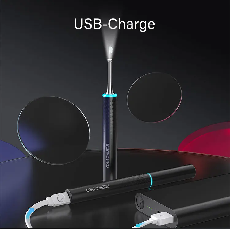 [US Only Limited Promotion][White] P30 smart visual ear wax removal cleaner set with HD waterproof camera kit with a free gift