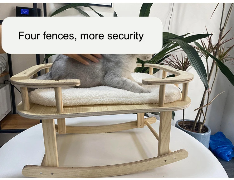Pet cat products stable structure wooden snail-shaped rocking chair luxury cat bed house