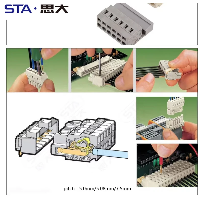5.0mm 2 to 24 poles Male Female Connectors Protected Against Mismating Elevator Cable Terminal Block With Fixing Flange