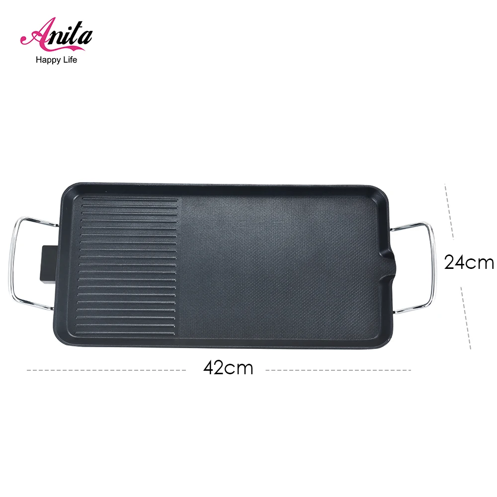 42x24cm electric grill pan outdoor electric bbq grill pan electric grill with hot pot