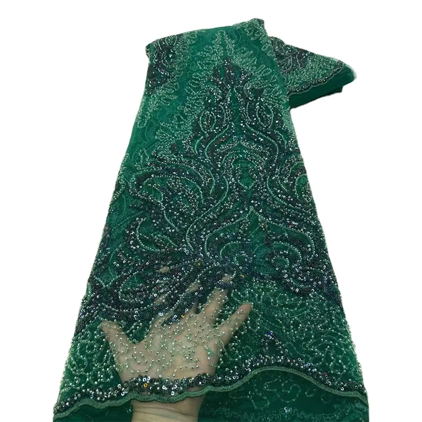 Вышивка элегантные платья для женщин французские кружевные ткани из тюля с бисером африканские обширные блестки 3D Gemsy вышивальная машина 5 ярдов