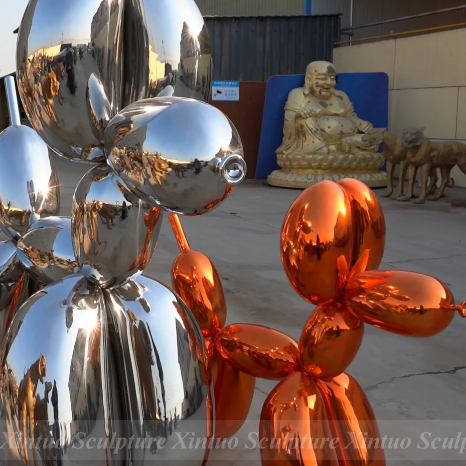 Изготовленный на заказ из нержавеющей стали хромированный Jeff Koons воздушный шар собака наружная скульптура для продажи