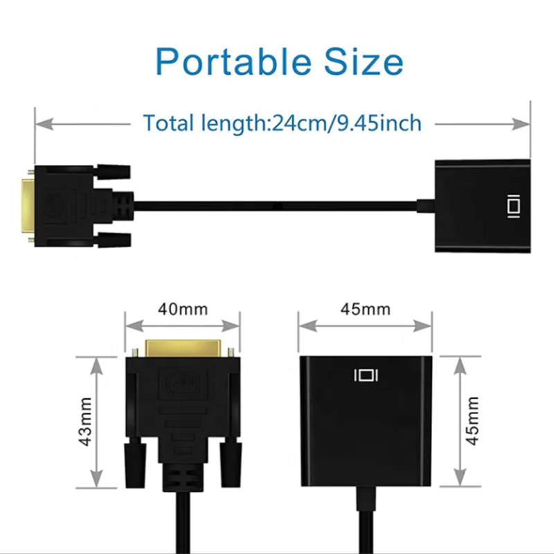DVI TO VGA male to female adapter high quality and delivery only need short time