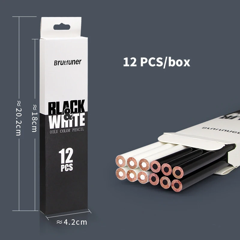Black And White Single Oil Color Lead Set Painting Graffiti Chalkboard 12 Pigment Paint Brush Graphite Color Pencil