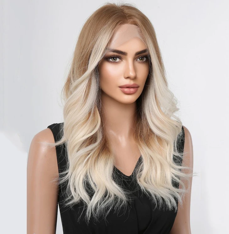 wholesale  lace wig cheap pre plucked high quality heat resistant premium curly synthetic lace front hair wigs