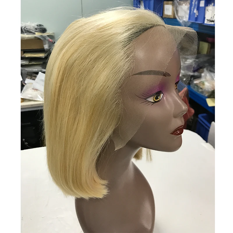 
In Stock 100% Hair Silky Straight Natural Color Cuticle Aligned 13x4 8Inch Burmese Raw Hair Bob Front Lace Wig 