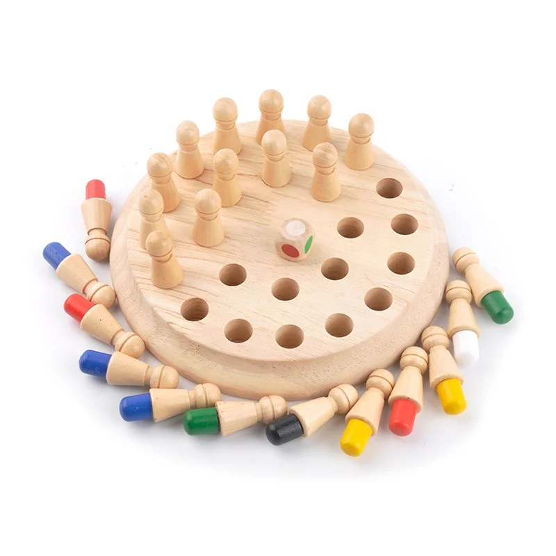 Development Brain Parent-child Toys Early Learning Educational Memory Color Chess Board Education Children Play Wooden Color Box