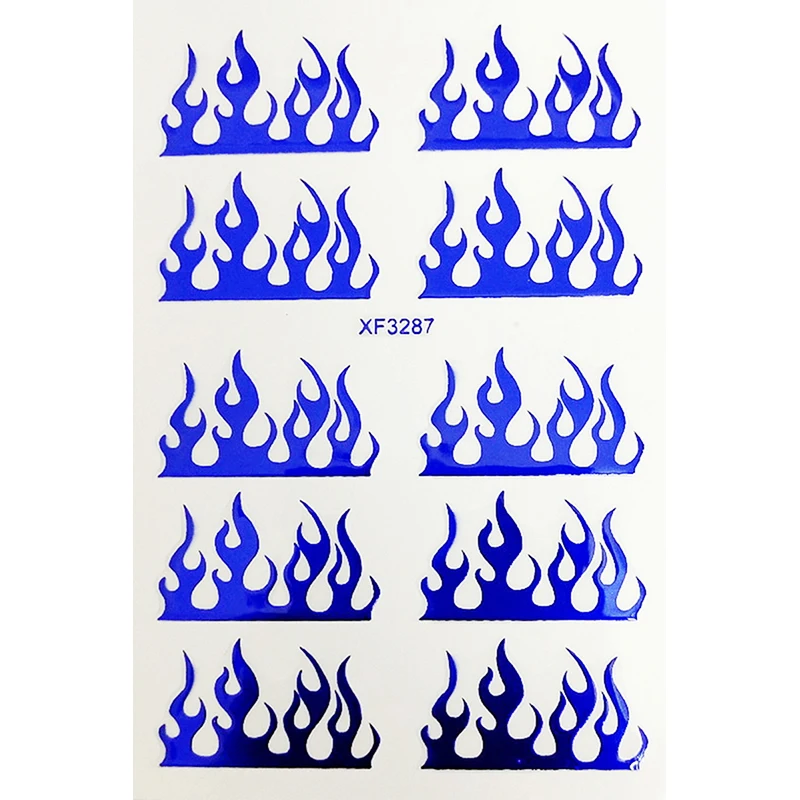 XF3287-XF3288 Laser Designer Colorful Flame Nail Stickers Firework Nail Art Decorations Decals