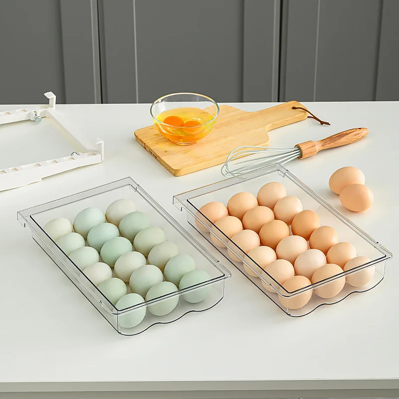Drawer Type PET Freshness Preservation Food Container Egg Organizer Storage Box for Refrigerator
