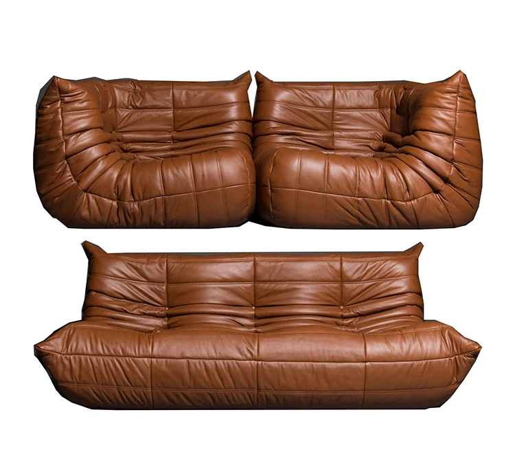2 pieces corner seat with 1 piece three seat vintage leather sofa