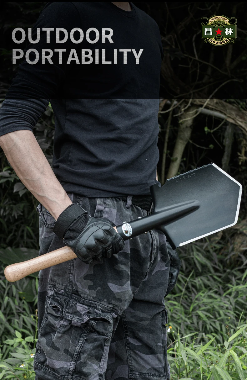 Light Weight Wood Handle Car Emergency Shovel Garden Outdoor Shovel OEM Customized Survival Shovel