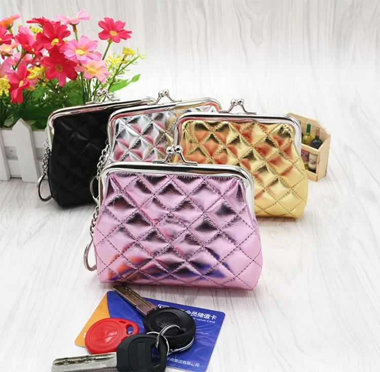 Wholesale PU Lingge Mini Coin Purse Ladies Buckle Coin Coin Purse