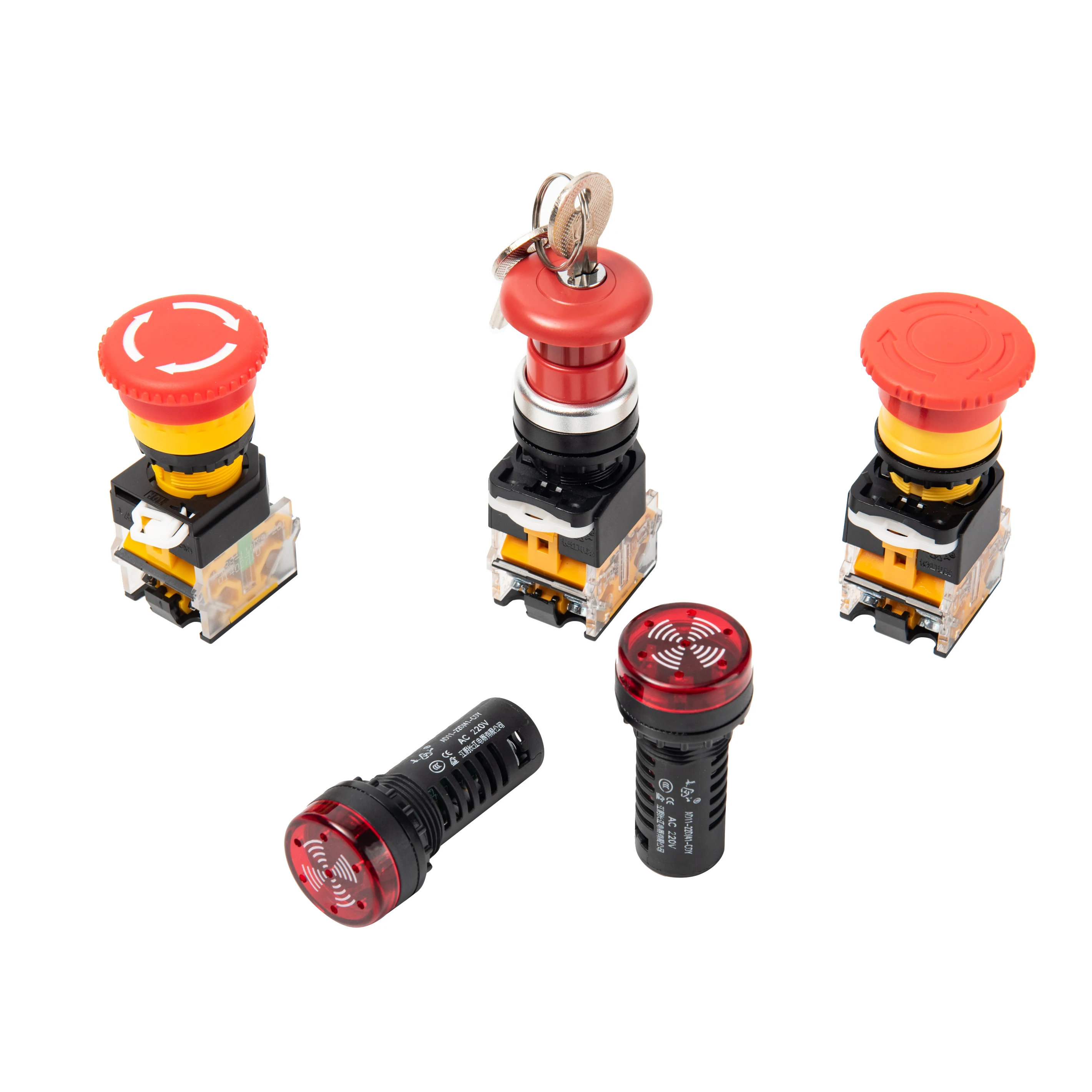 Dia 22mm led indicator light dc 220v alarm buzzer