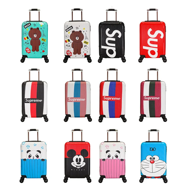 Custom logo printed 20inch Travel Suitcase Hardshell Lightweight Trolley Case Universal Wheel Aluminum Frame Suitcase
