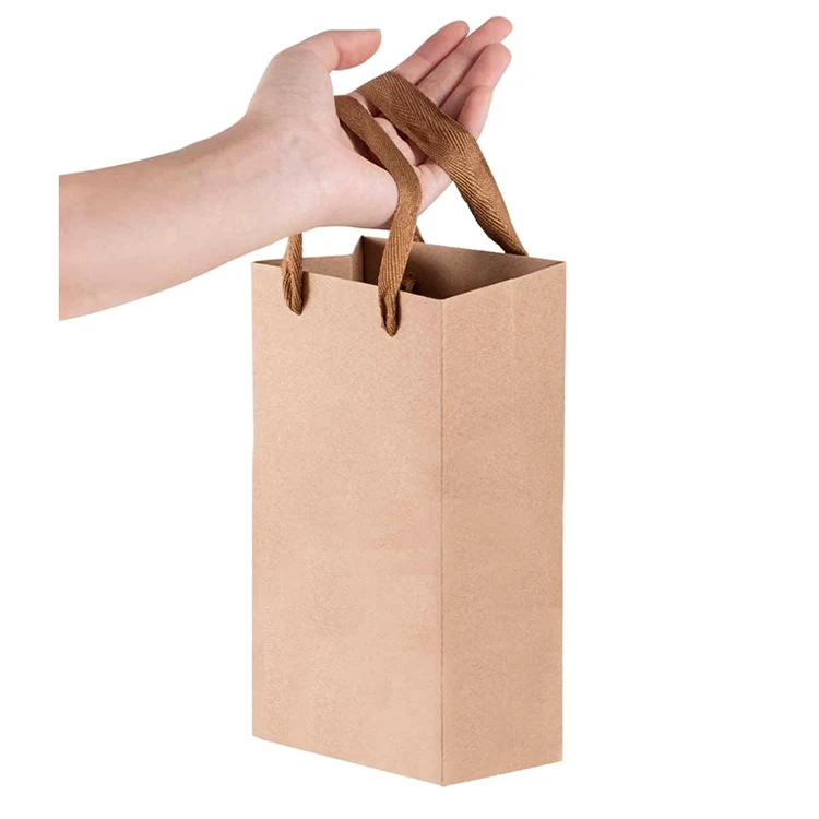 Wholesale Supply Cheap Red Wine Bottle Brown Kraft Paper Gift Bags Custom Printed Logo Packaging With Handles
