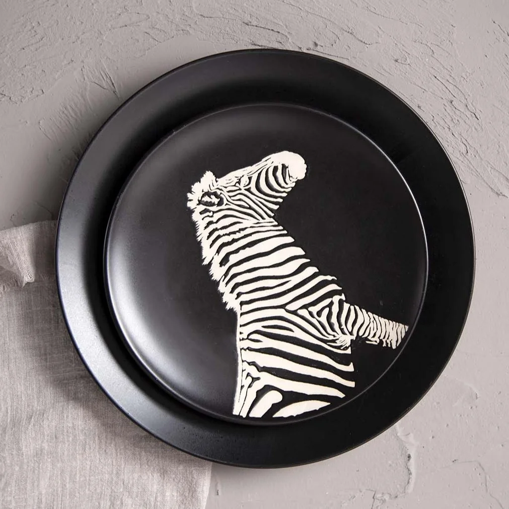  New animal Zebra Leopard Tiger pattern series dinnerware set home dining room ceramic tableware Plates Bowls